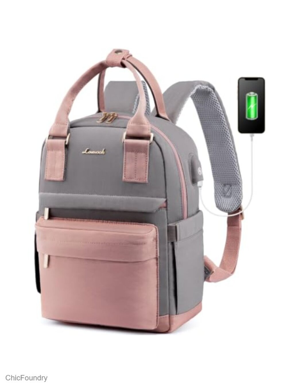 Women's Waterproof Nylon Mini Backpack Purse with USB Port